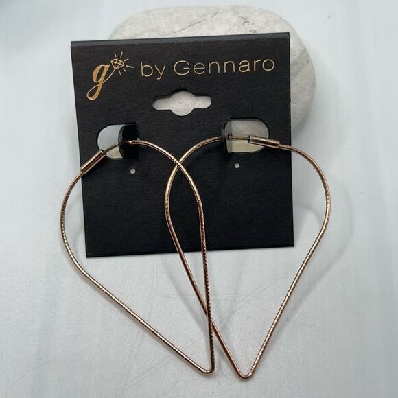 Leaf Shape Drop Hoop Earrings  G by Gennaro Earrings - Picture 5 of 5
